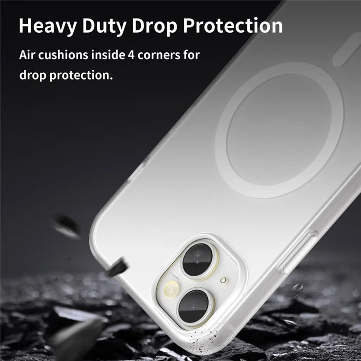 iPhone 15 Magnetic Case Matte Phone Cover Anti-Fingerprint Anti-Scratch - White