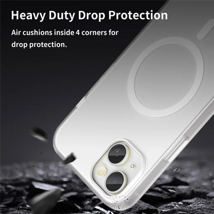 iPhone 15 Plus / 14 Plus Magnetic Case Translucent Matte Anti-Fingerprint Phone Cover - White
