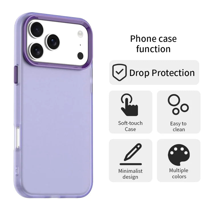 iPhone 17 Pro Max Case PC + TPU + PET Matte Anti-Drop Phone Back Cover - Purple