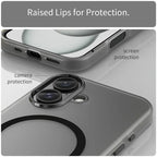 iPhone 16 Case Compatible with MagSafe TPU + PC Slim Matte Translucent Phone Cover - Black
