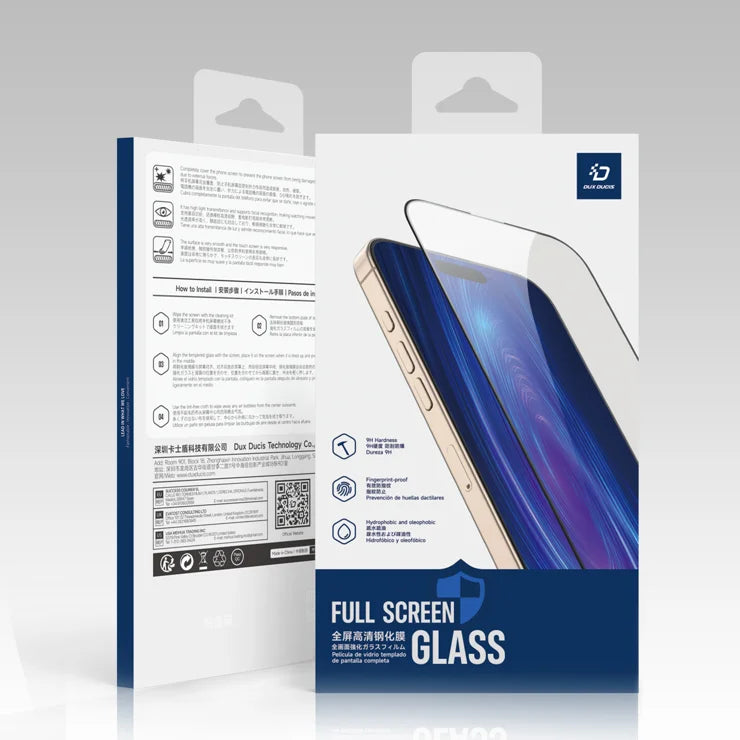 DUX DUCIS For iPhone 17 Pro Glass Film   Full Screen Protector 2.5D Flat Screen Medium Alumina Glass HD Clear Film - Black