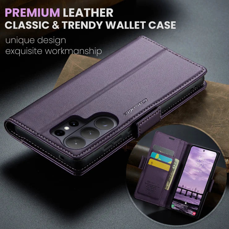 CASEME For Samsung Galaxy S26 Ultra Case  023 Series RFID Blocking Glossy Stand Phone Cover - Purple