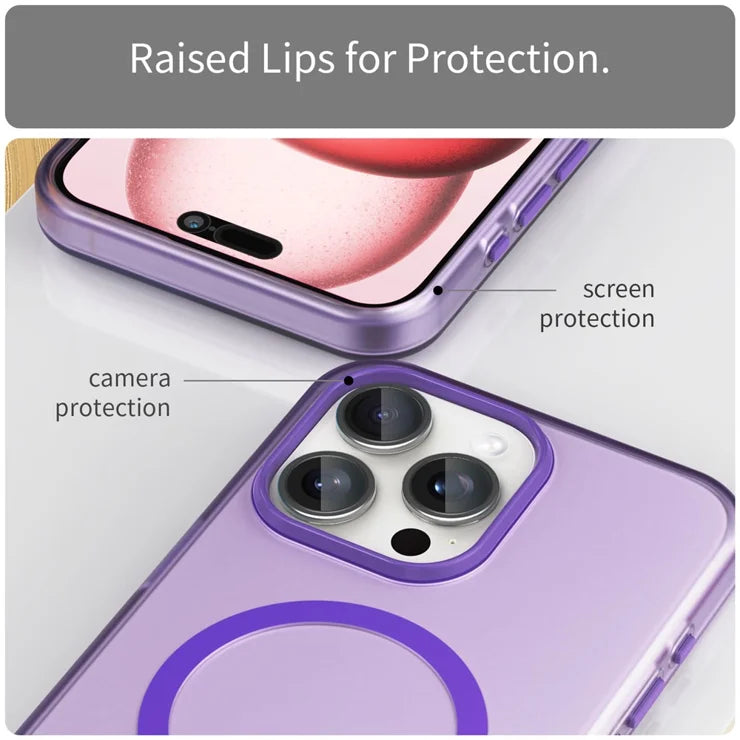 iPhone 15 Pro Case Translucent Matte Back Slim Phone Cover - Dark Purple
