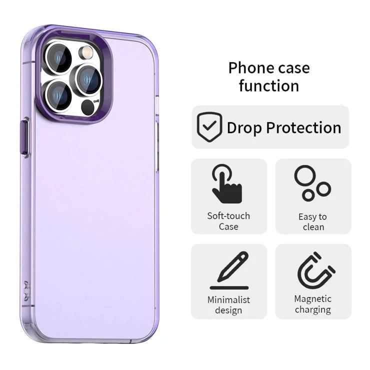 iPhone 13 Pro Case PC+TPU+PET Matte Anti-Drop Phone Back Cover - Purple