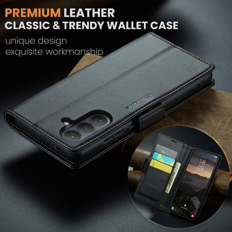 CASEME For Samsung Galaxy S26+ Case 023 Series RFID Blocking Glossy Stand Phone Cover - Black
