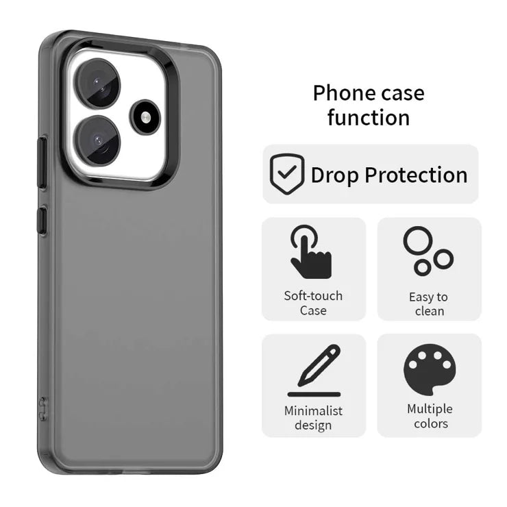 Xiaomi Redmi Note 14 5G Case PC+TPU+PET Matte Anti-Drop Phone Back Cover - Black