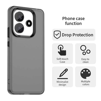 Xiaomi Redmi Note 14 5G Case PC+TPU+PET Matte Anti-Drop Phone Back Cover - Black