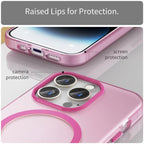 Magnetic Case for iPhone 14 Pro Max Compatible with MagSafe Translucent Matte Back Cover - Pink