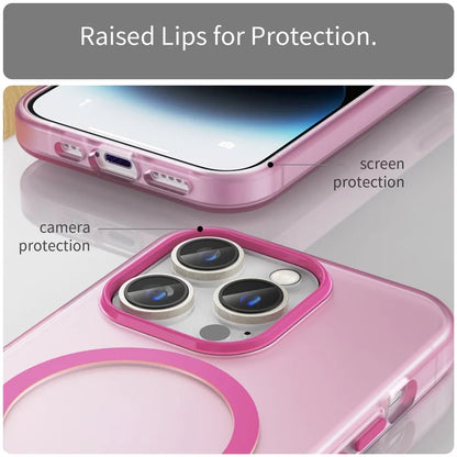 iPhone 14 Pro Translucent Matte Phone Case TPU + PC Anti-Scratch Cover - Pink