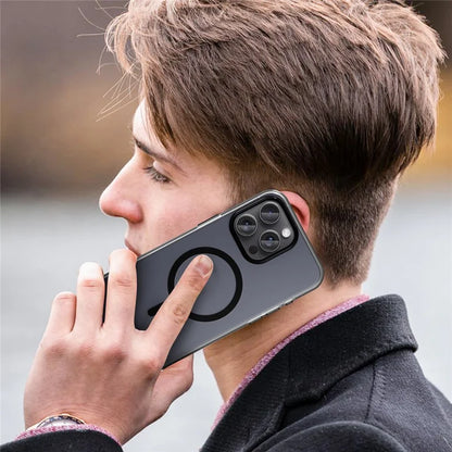 iPhone 15 Pro Max Translucent Case Magnetic Phone Cover Compatible with MagSafe - Black