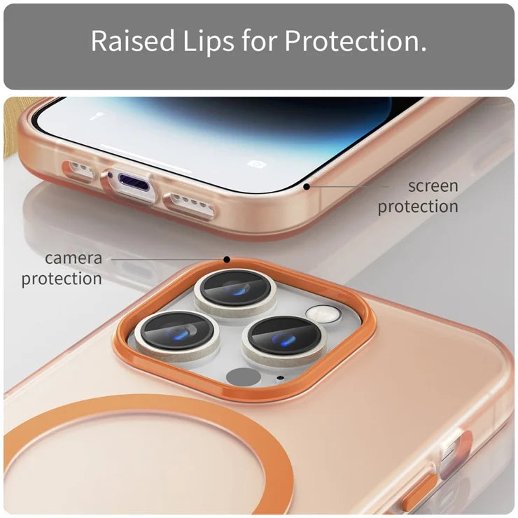 iPhone 14 Pro Translucent Matte Phone Case TPU + PC Anti-Scratch Cover - Orange