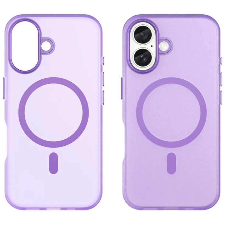 iPhone 16 Case Compatible with MagSafe TPU + PC Slim Matte Translucent Phone Cover - Dark Purple