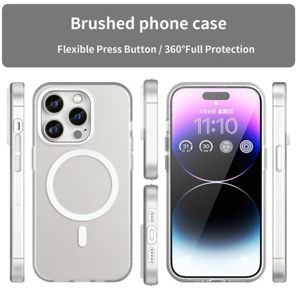 iPhone 14 Pro Translucent Matte Phone Case TPU + PC Anti-Scratch Cover - White