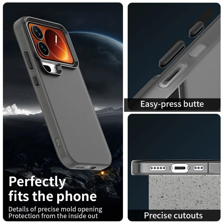 Xiaomi 17 Pro Case PC + TPU + PET Matte Anti-Drop Phone Back Cover - Black