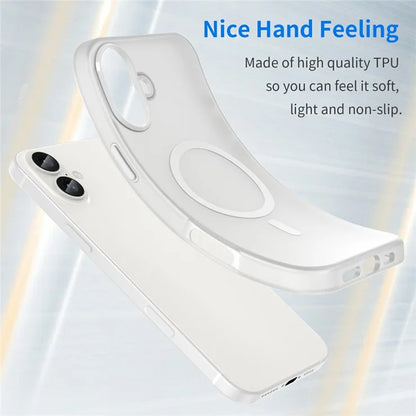 iPhone 16 Plus Case Compatible with MagSafe TPU + PC Slim Matte Translucent Phone Cover - White