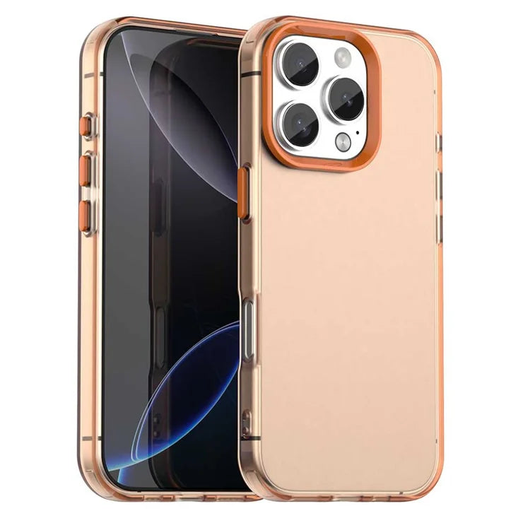 iPhone 16 Pro Case PC+TPU+PET Matte Anti-Drop Phone Back Cover - Orange