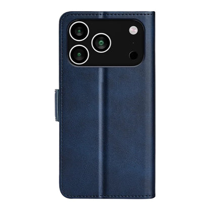 For iPhone 17 Pro Case Calf Texture Leather Wallet Phone Cover - Blue