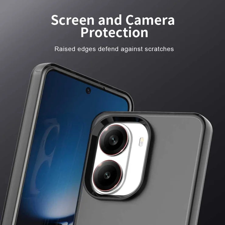 Xiaomi Poco X7 Pro 5G / Redmi Turbo 4 5G Case PC + TPU + PET Matte Anti-Drop Phone Back Cover - Black