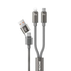 WEKOME WDC-66 USB / Type-C to Type-C / iP Cable 1.2m 3A 65W Super Fast Charging Data Sync Cord - Grey