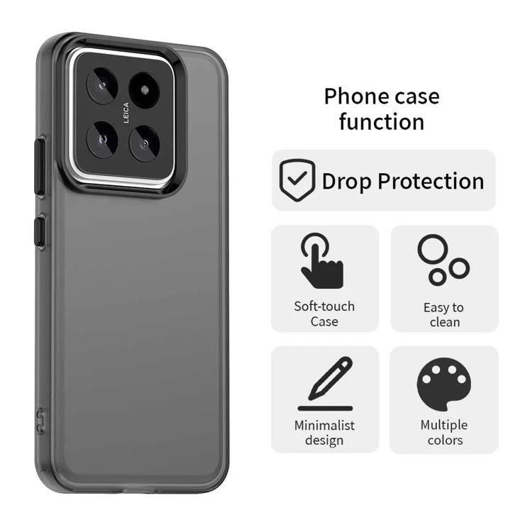 Xiaomi 14 Case PC+TPU+PET Matte Anti-Drop Phone Back Cover - Black