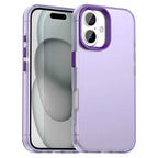 iPhone 16 Plus Case PC+TPU+PET Matte Anti-drop Phone Back Cover - Purple