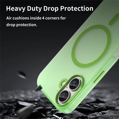 For iPhone 16 Case Compatible with MagSafe TPU + PC Slim Matte Translucent Phone Cover - Green