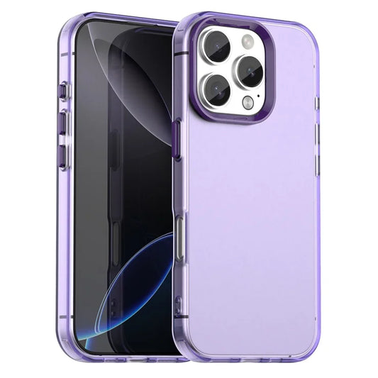 iPhone 16 Pro Max Case PC+TPU+PET Matte Anti-Drop Phone Back Cover - Purple