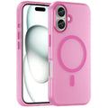 iPhone 16 Case Compatible with MagSafe TPU + PC Slim Matte Translucent Phone Cover - Pink