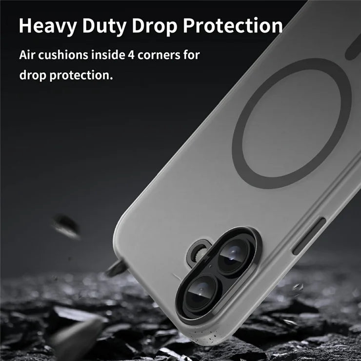 iPhone 16 Plus Case Compatible with MagSafe TPU + PC Slim Matte Translucent Phone Cover - Black