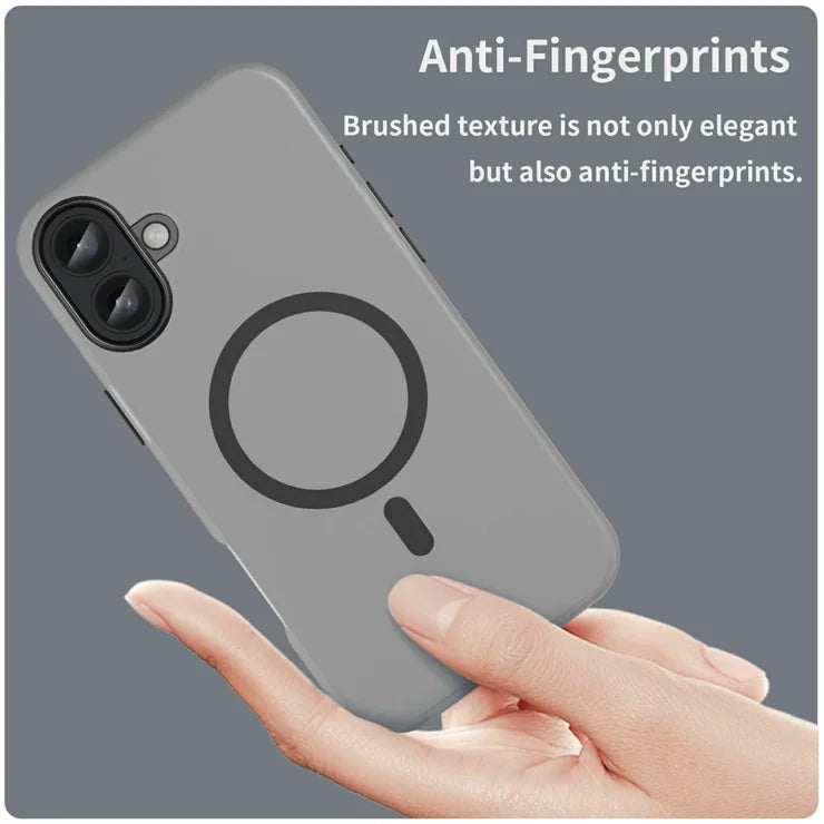 iPhone 16 Plus Case Compatible with MagSafe TPU + PC Slim Matte Translucent Phone Cover - Black