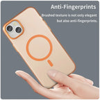 iPhone 15 Magnetic Case Matte Phone Cover Anti-Fingerprint Anti-Scratch - Orange