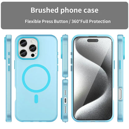 iPhone 16 Pro Max Case Compatible with MagSafe TPU + PC Slim Matte Translucent Phone Cover - Blue