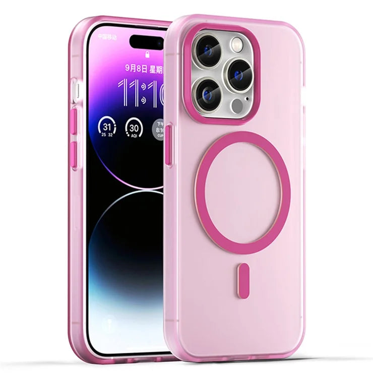 iPhone 14 Pro Translucent Matte Phone Case TPU + PC Anti-Scratch Cover - Pink