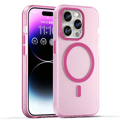 iPhone 14 Pro Translucent Matte Phone Case TPU + PC Anti-Scratch Cover - Pink