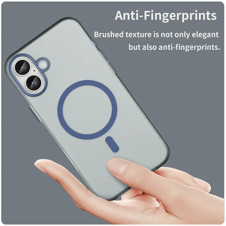 iPhone 16 Plus Case Compatible with MagSafe TPU + PC Slim Matte Translucent Phone Cover - Dark Blue