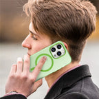 Magnetic Case for iPhone 14 Pro Max Compatible with MagSafe Translucent Matte Back Cover - Fluorescent Green