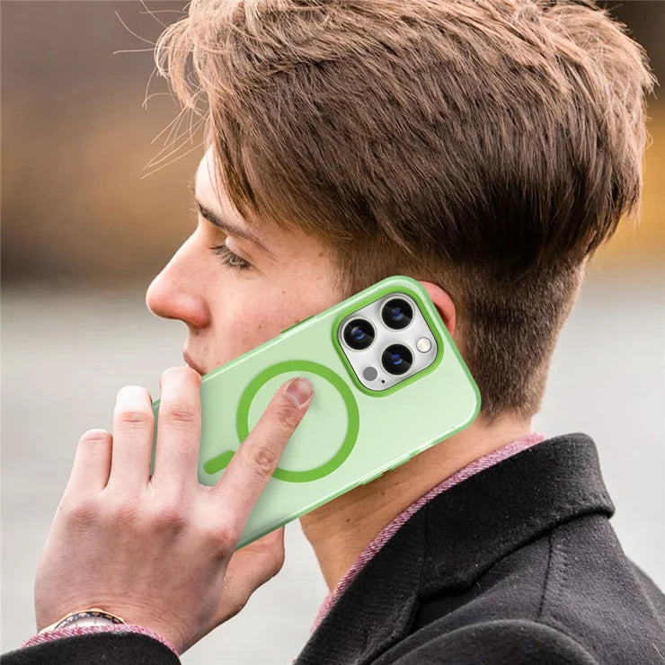 Magnetic Case for iPhone 14 Pro Max Compatible with MagSafe Translucent Matte Back Cover - Fluorescent Green