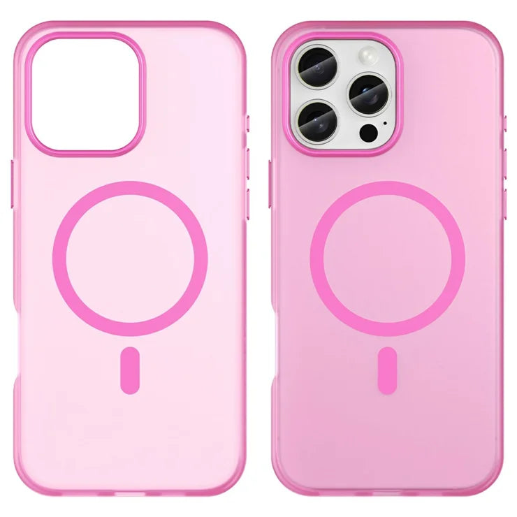 iPhone 16 Pro Max Case Compatible with MagSafe TPU + PC Slim Matte Translucent Phone Cover - Pink