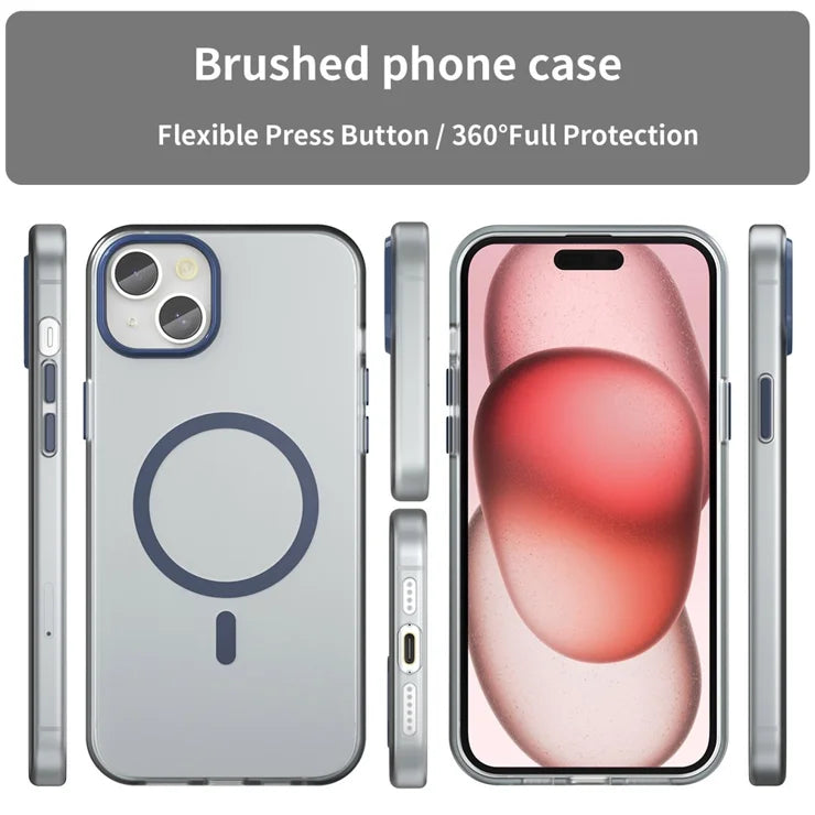 iPhone 15 Plus / 14 Plus Magnetic Case Translucent Matte Anti-Fingerprint Phone Cover - Dark Blue