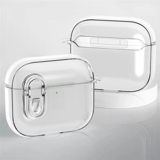 Til Apple AirPods 4 Earphone Protective Case Snap Switch Ice Crystal Clear TPU+PC Cover - Gennemsigtig