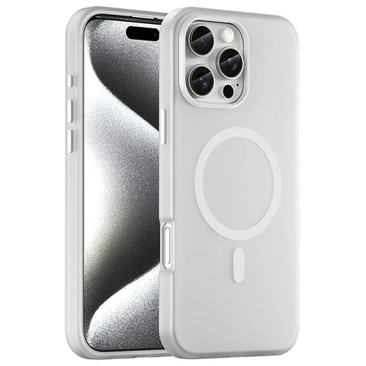 iPhone 16 Pro Max Case Compatible with MagSafe TPU + PC Slim Matte Translucent Phone Cover - White