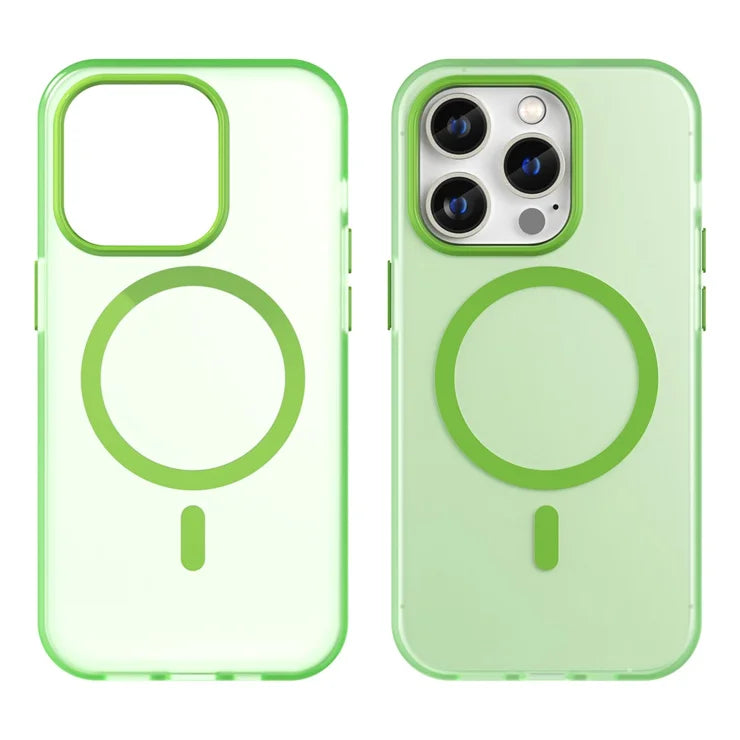 iPhone 14 Pro Translucent Matte Phone Case TPU + PC Anti-Scratch Cover - Fluorescent Green