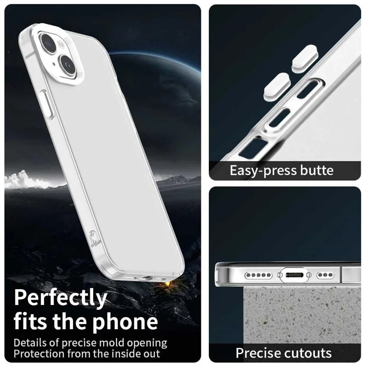 iPhone 15 -kotelo PC+TPU+PET Mattapintainen, iskunkestävä puhelimen takakuori - Valkoinen