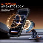 iPhone 17 Pro Magnetic Case Ring Kickstand Slide Camera Cover TPU PC Hybrid Phone Shell - Black