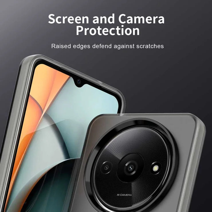 Xiaomi Redmi A3 4G / A3x 4G / Poco C61 4G Case PC+TPU+PET Matte Anti-Drop Phone Back Cover - Black