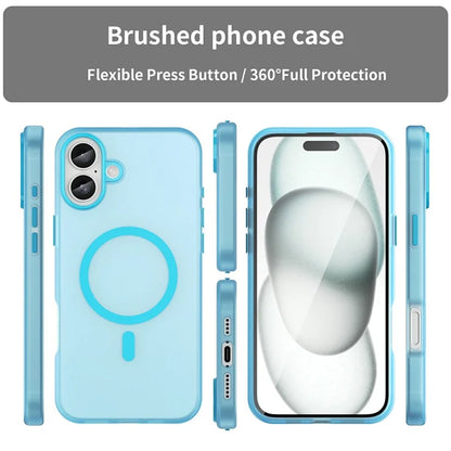 iPhone 16 Plus Case Compatible with MagSafe TPU + PC Slim Matte Translucent Phone Cover - Blue
