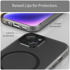 iPhone 14 Translucent Phone Case Matte Design Compatible with MagSafe Wireless Charging - Black