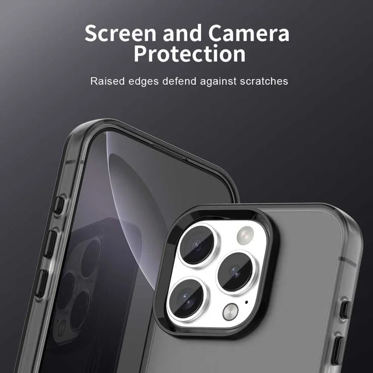 iPhone 16 Pro Max Case PC+TPU+PET Matte Anti-Drop Phone Back Cover - Black