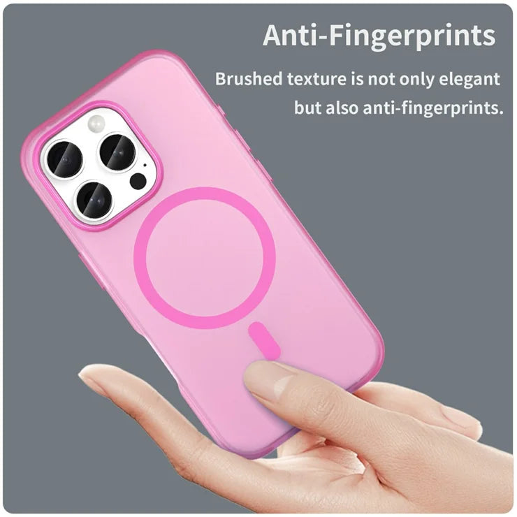 iPhone 16 Pro Case Compatible with MagSafe TPU + PC Slim Matte Translucent Phone Cover - Pink