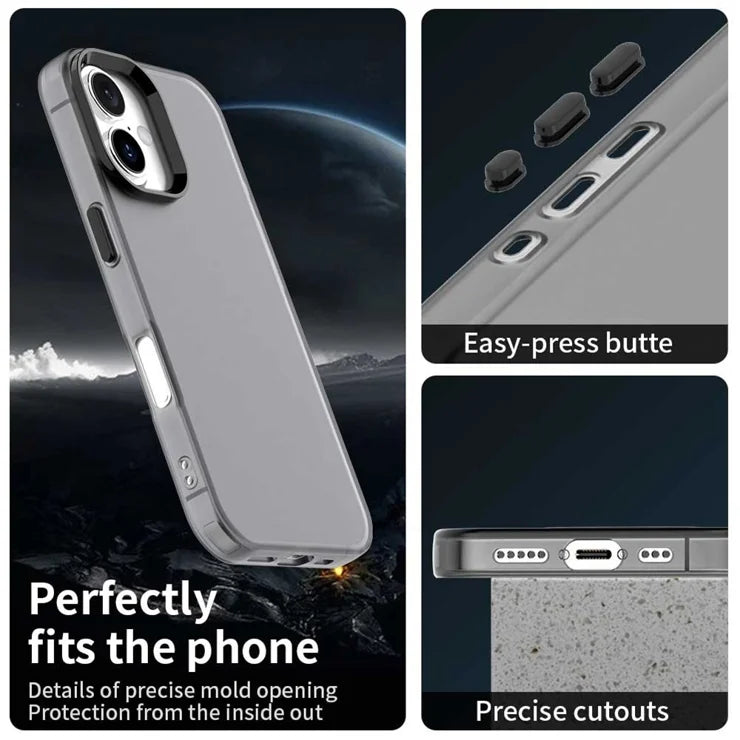 iPhone 17 Case PC + TPU + PET Matte Anti-Drop Phone Back Cover - Black